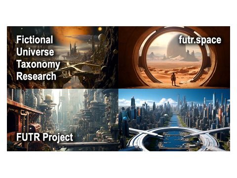 Bildcollage futuristischer Staedte und Landschaften